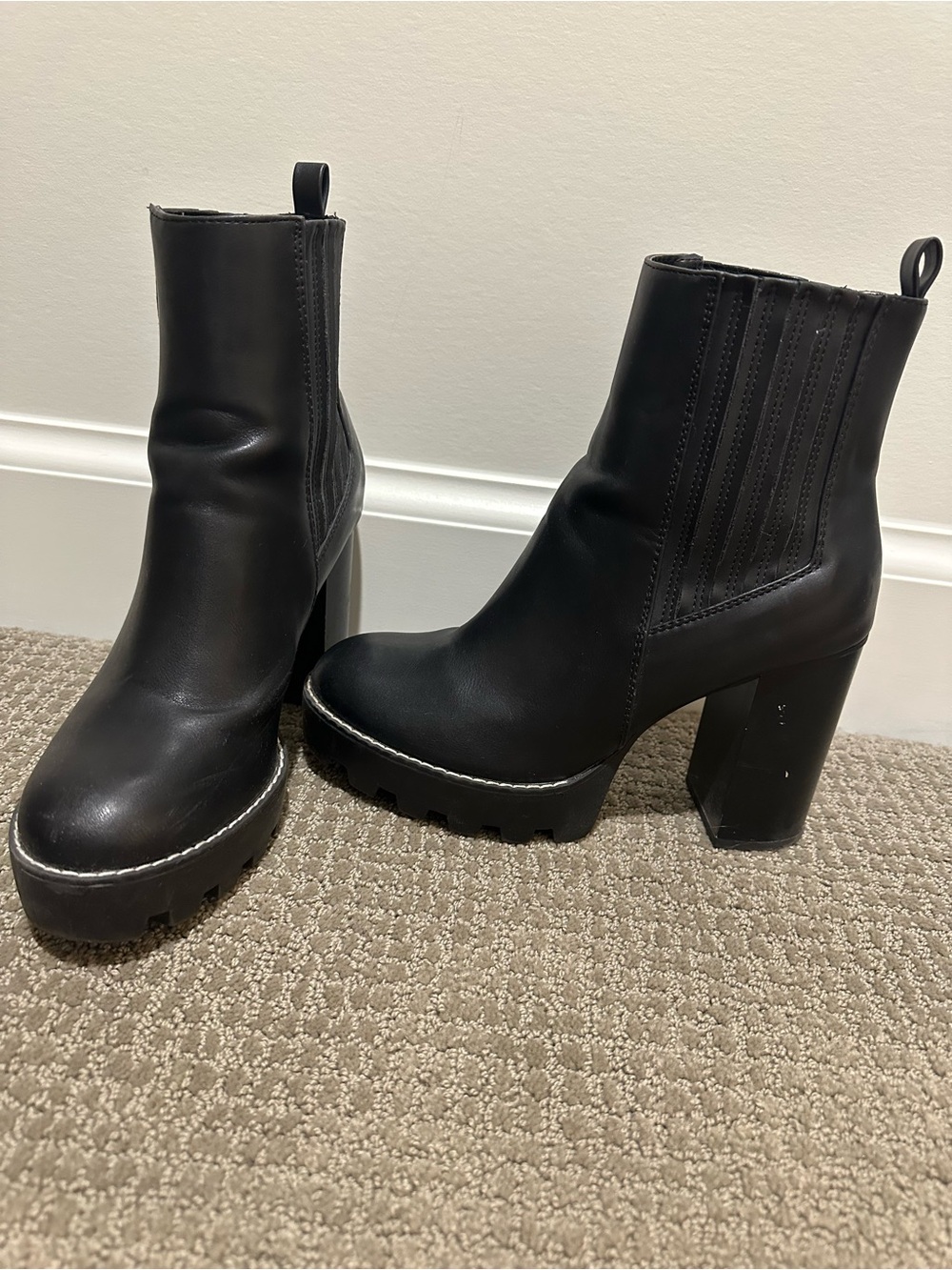 Forever 21 Black Platform Block Heel Ankle Boots